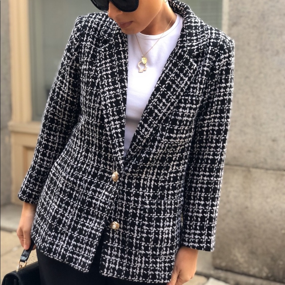 Honey Punch Tweed Blazer - Black & White - Picture 4 of 8